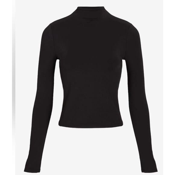 Express Body Contour High Compression Mock Neck Long Sleeve Size Large Black - Picture 2 of 7